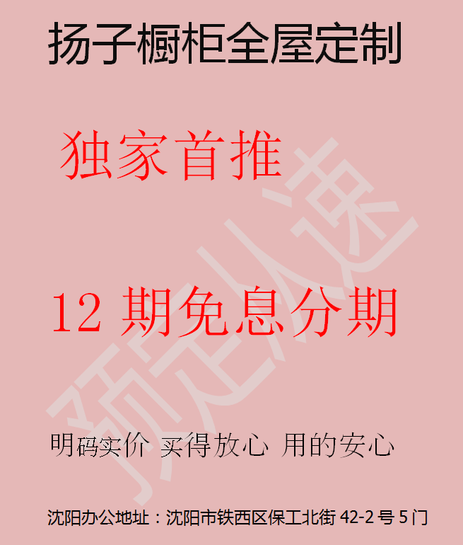 揚(yáng)子櫥柜全屋定制，十二期免期分期